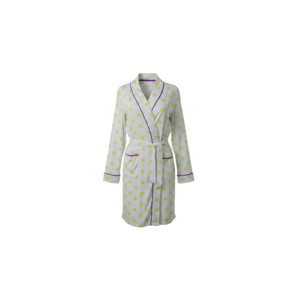 Justice Robe Girls 16/18 Gray Green Polka Dot Purple Trim Jersey Knit Loungewear